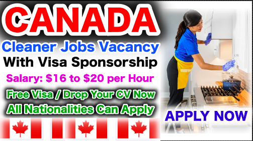 Canada Cleaner Jobs Vacancy With Visa Sponsorship